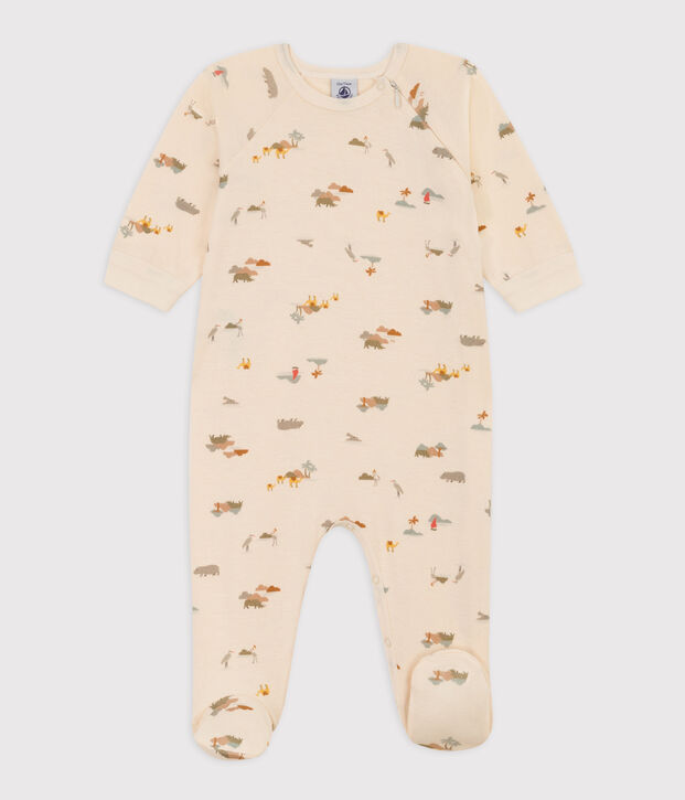 Printed Cotton Sleepsuit Ecru/multicolor