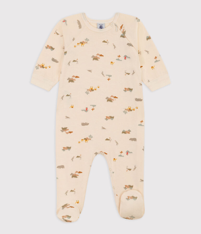 Printed Cotton Sleepsuit Ecru/multicolor