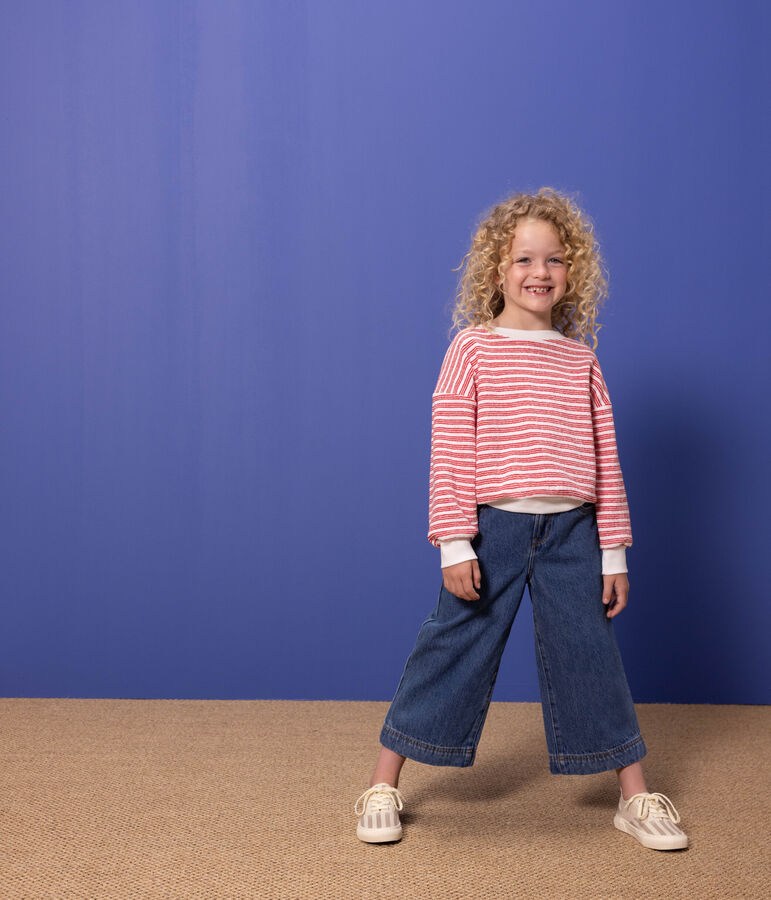 Children's Unisex Stripy Cotton Sweatshirt white/red