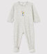 Babies' Marled Grey Velour Sleepsuit
