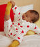 Babies' Long Quilted Cotton Jumpsuit MARSHMALLOW white/TERKUIT red