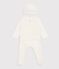 Babies' long 3-piece openwork cotton outfit and hat Ecru