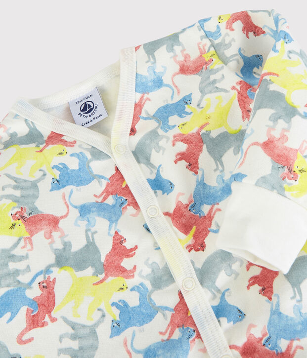 Babies' Colourful Cats Fleece Nightwear Set white/multicolor