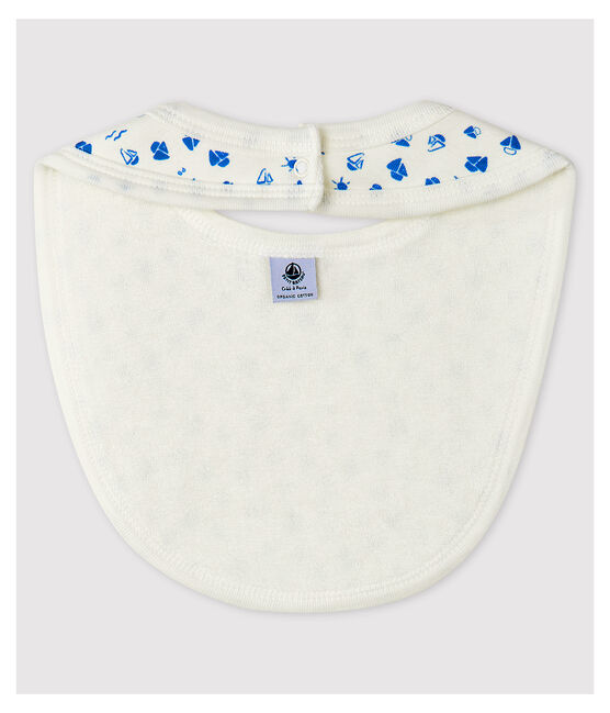 Organic Cotton Baby Bib MARSHMALLOW white/COOL blue