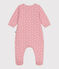 Babies' bodyjama in small heart print tube knit CHARME pink/MARSHMALLOW white