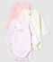 Babies' Pinstriped Long-sleeved Wrapover Organic Cotton Bodysuits - 3-Pack variante 1