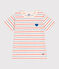 Children's short-sleeved cotton T-shirt with stripes and a heart AVALANCHE white/MULTICO
