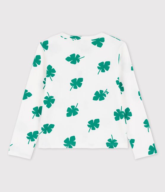 Girls' Printed Fleece Cardigan MARSHMALLOW white/GAZON green