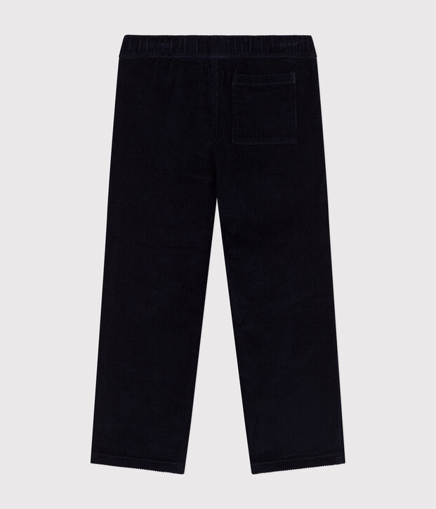 Boys' straight-fit corduroy trousers blue