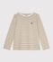 Women's long-sleeved cotton Breton top beige/white