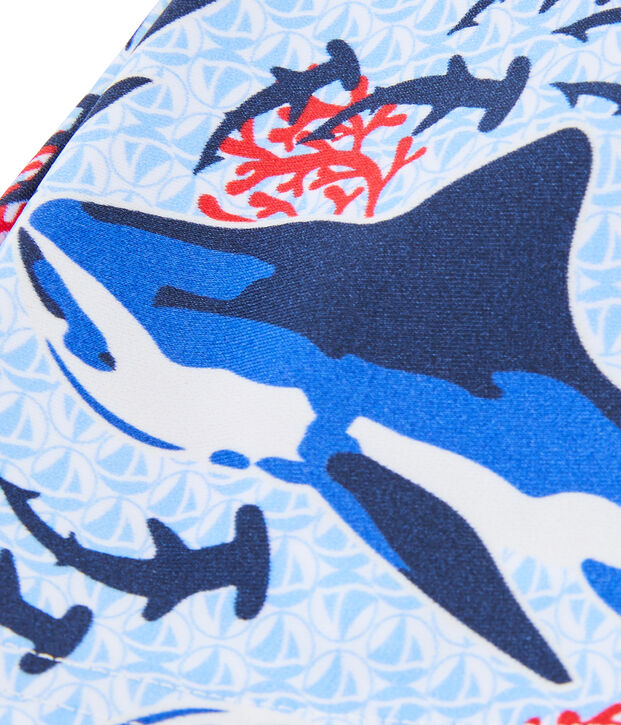 Anti-UV UPF 50+ swimming cap for boys white/multicolor