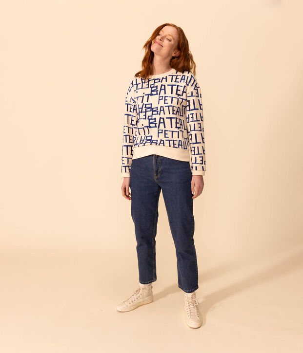 Women's Fleece Sweatshirt Ecru/multicolor