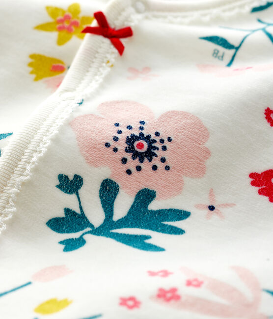 Baby Girls' Floral Print Velour Sleepsuit MARSHMALLOW white/MULTICO white