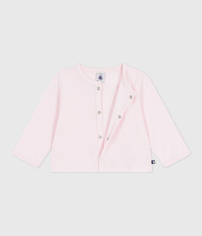 Babies' plain cotton cardigan pink