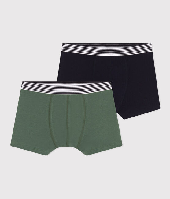 Junior Plain Cotton and Elastane Boxer Shorts - 2-Pack variante 1