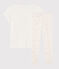 Girls' or Women's Pink Flamingo Ribbed Pyjamas MARSHMALLOW white/MULTICO white
