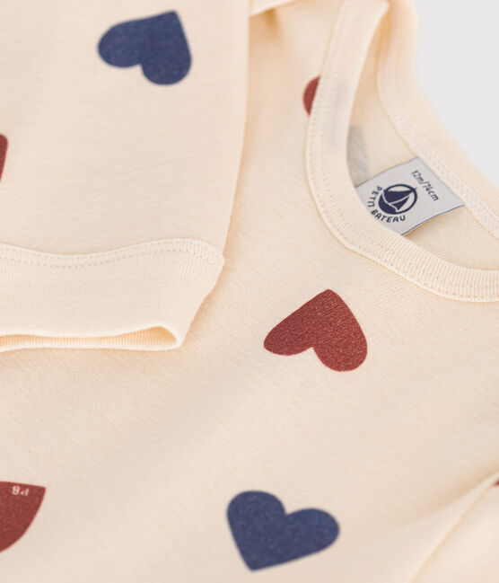 Babies' Footless Cotton Heart Pyjamas AVALANCHE white/MULTICO