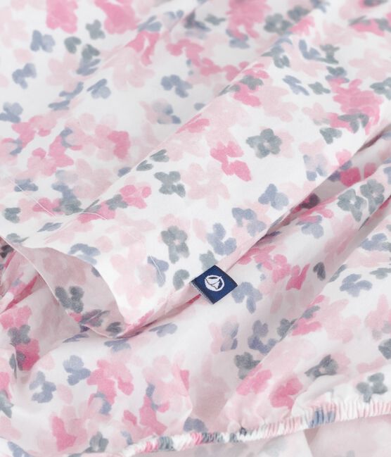 Babies' short-sleeved printed cotton dress with matching bloomers MARSHMALLOW white/MULTICO white