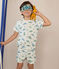 Children's short dinosaur print cotton fancy dress pyjamas MARSHMALLOW white/MULTICO white