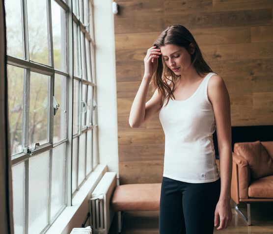 Women's Sleeveless Top in 2x2 Rib Knit MARSHMALLOW white