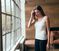 Women's Sleeveless Top in 2x2 Rib Knit MARSHMALLOW white