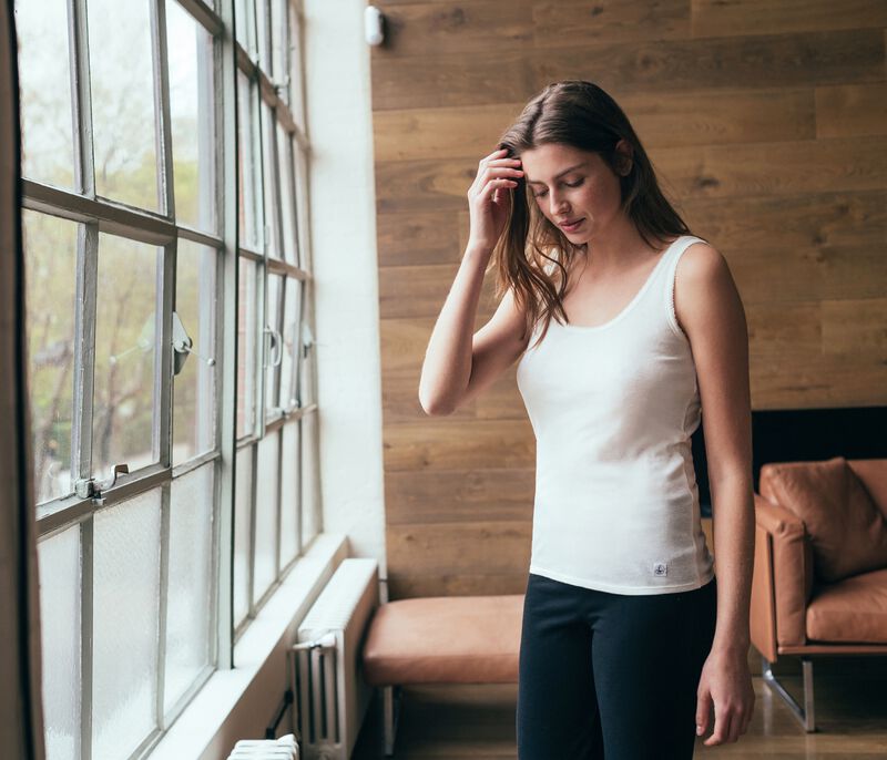 Women's Sleeveless Top in 2x2 Rib Knit white