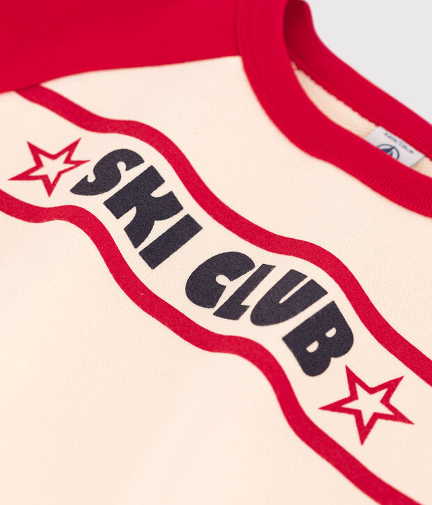 Boys' fleece sweatshirt Ecru/red