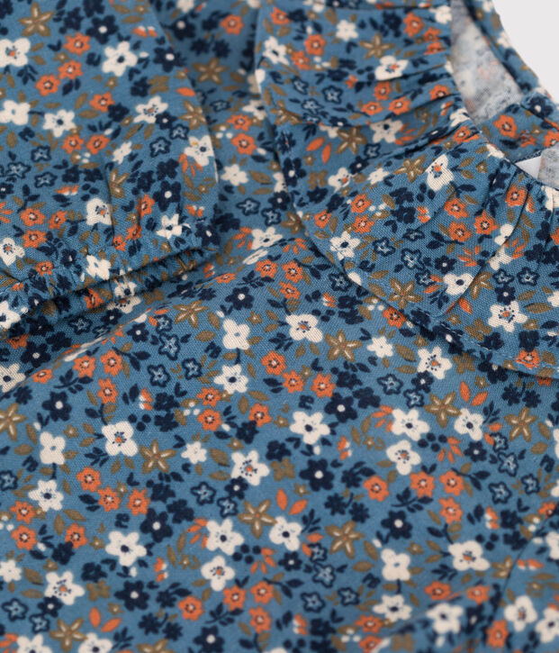 Babies' Long-Sleeved Patterned Cotton Gauze Blouse blue/multicolor