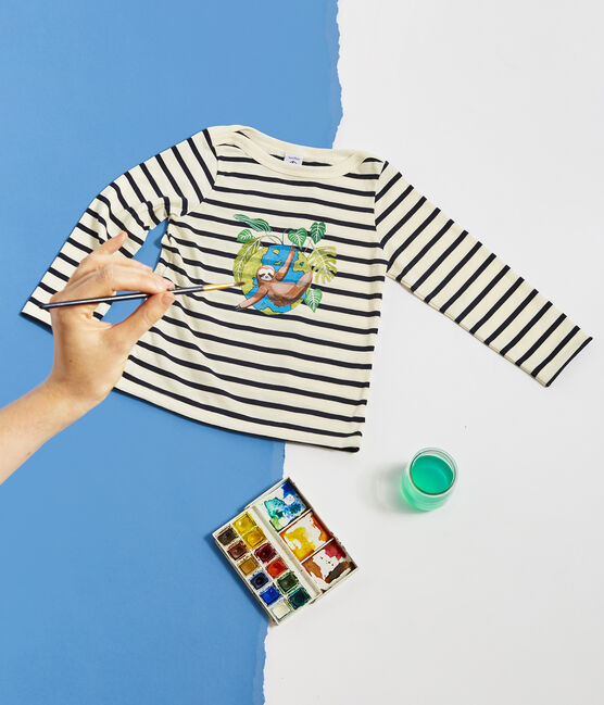 Unisex Children's Breton Top COQUILLE beige/SMOKING blue