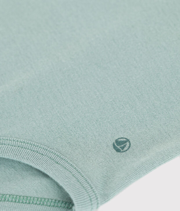 Babies' short-sleeved plain cotton body green