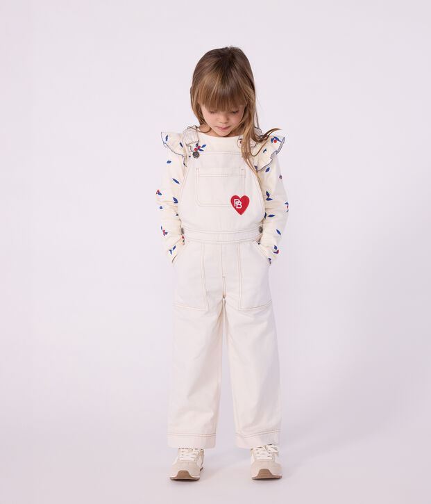 Children's plain denim dungarees Ecru