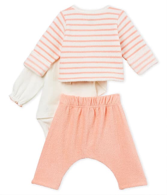Baby girls' clothing - 3-piece set MARSHMALLOW white/ROSAKO pink