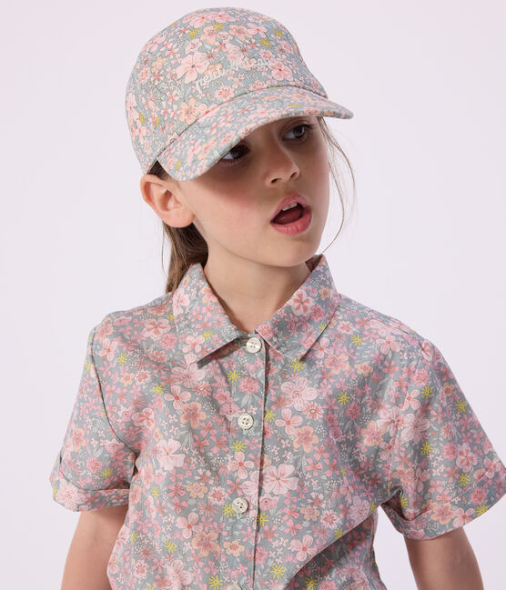 Children's cap in twill printed with flowers SPRAY /MULTICO