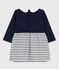 Babies' Long-Sleeved Dual Material Dress SMOKING blue/ECUME white