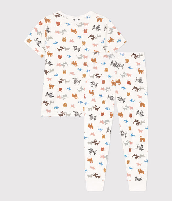 Children's Unisex Short-Sleeved Cotton Pyjamas MARSHMALLOW white/MULTICO white