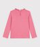 Children's long-sleeved plain T-shirt with a collar pink