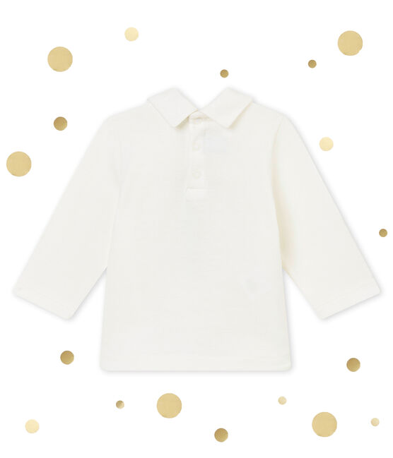 Baby boy's plain polo shirt MARSHMALLOW white