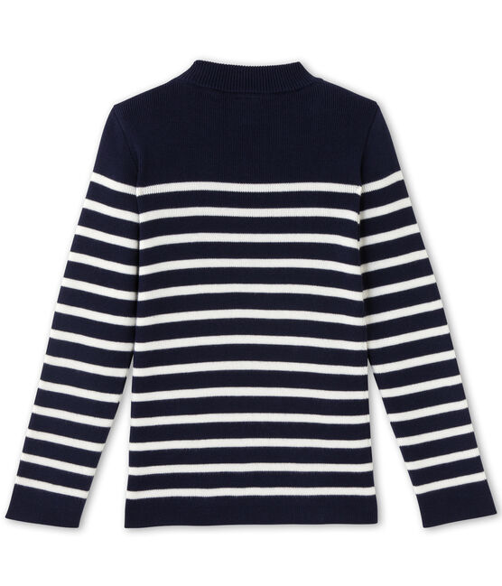 Boy's breton jumper SMOKING blue/LAIT white
