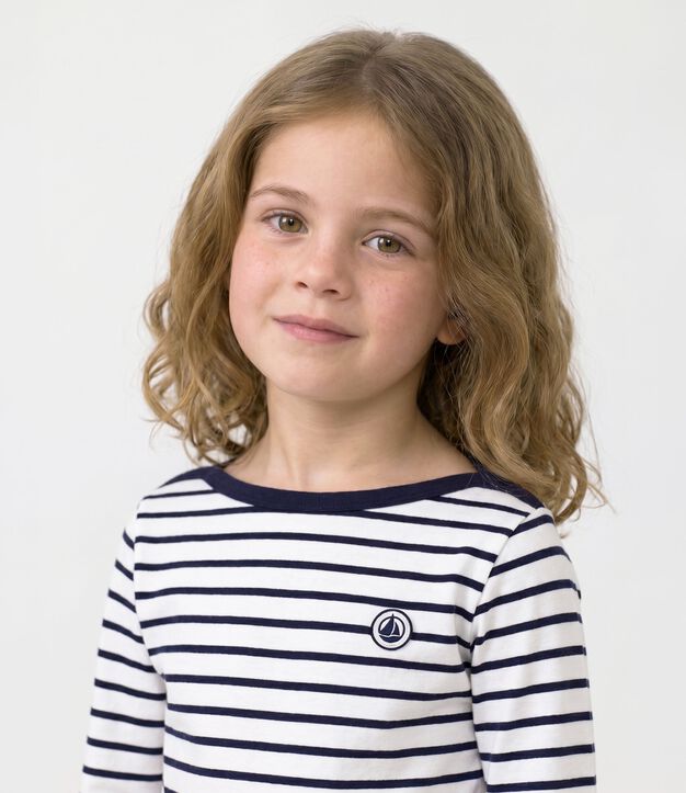 Children's iconic stripy cotton Breton top white/blue
