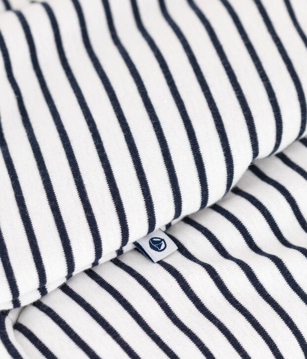 Babies' Quilted Cotton Hooded Jumpsuit white/blue