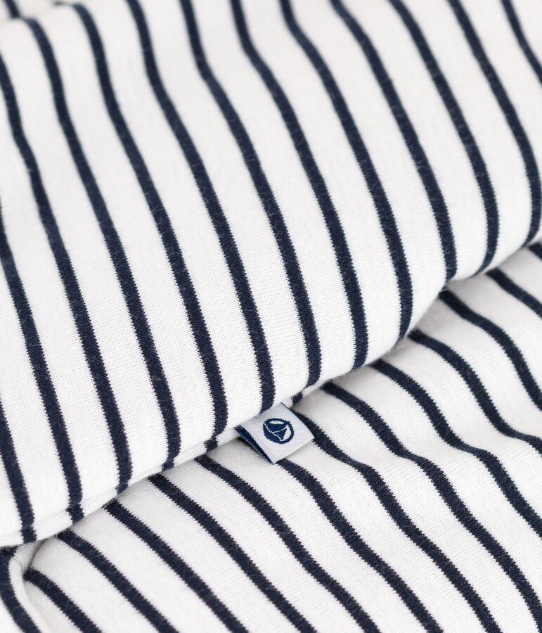 Babies' Quilted Cotton Hooded Jumpsuit white/blue