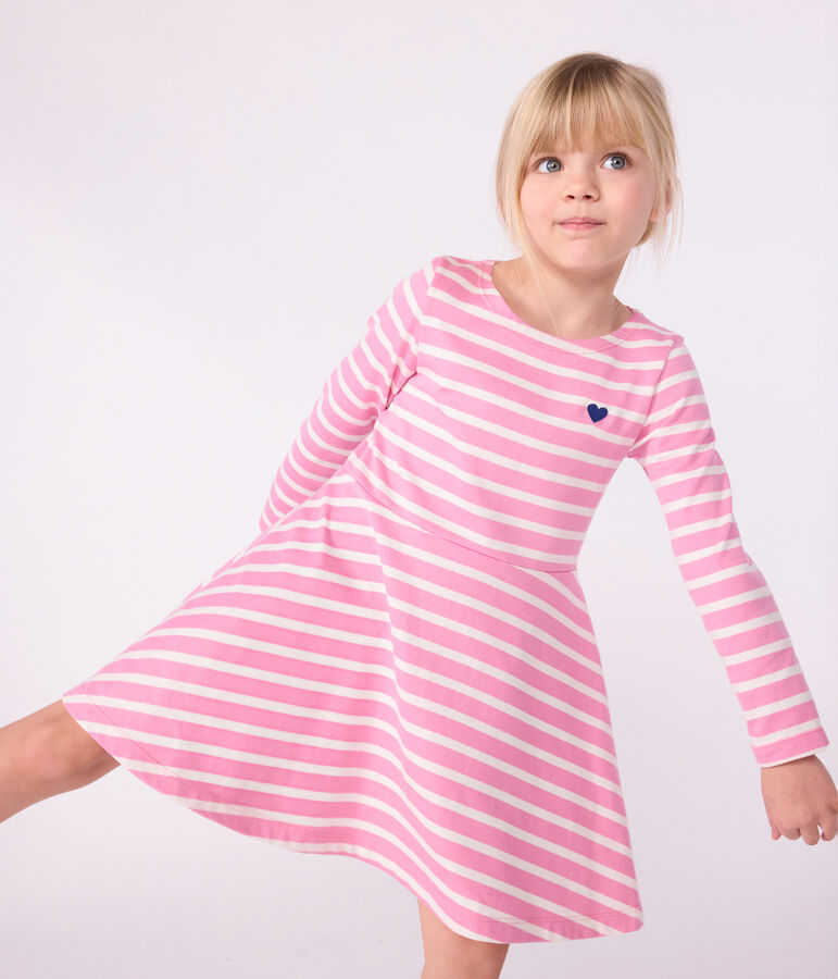 Children's long-sleeved cotton dress BOUDOIR pink/MILK