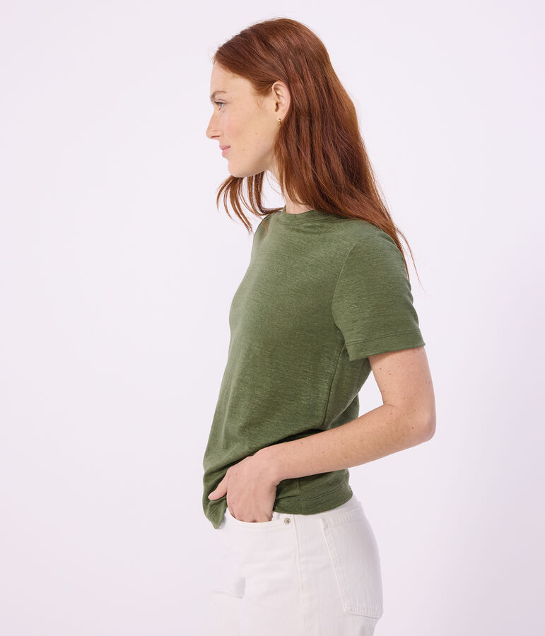 Women's short-sleeved plain cotton T-shirt green