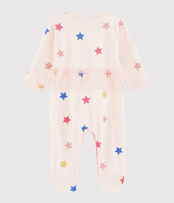 Baby Girls' Starry Velour Sleepsuit FLEUR pink/MULTICO white