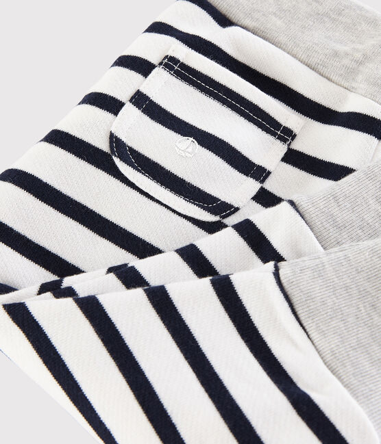 Baby boy's striped trousers MARSHMALLOW white/SMOKING blue