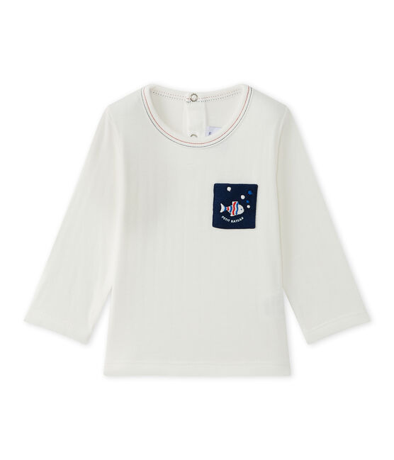 Baby boy's plain T-shirt MARSHMALLOW white