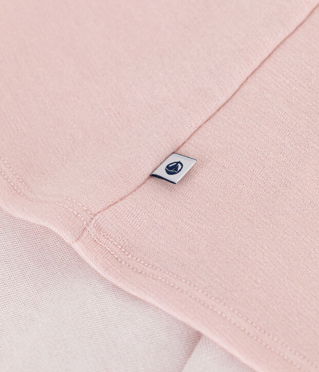 Women's long-sleeved wool and cotton T-shirt pink