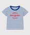 Children's Stripy Unisex Cotton T-Shirt MARSHMALLOW white/PERSE blue