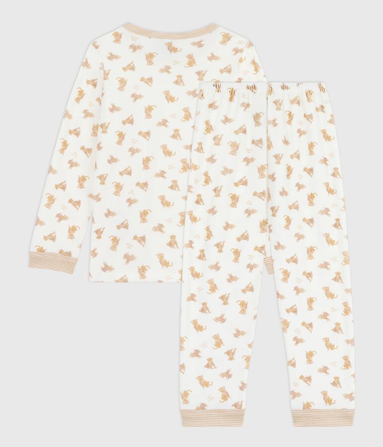 Children's velour pyjamas printed with leopards Ecru/multicolor