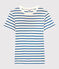 Women's Iconic Organic Cotton Round Neck T-Shirt MARSHMALLOW white/DELFT blue